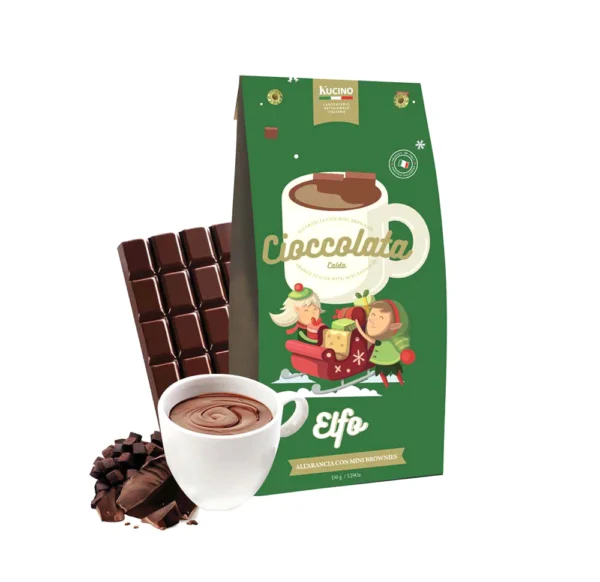 PREPARATO per CIOCCOLATA CALDA ARANCIA con MINI BROWNIES  ELFO - KUCINO