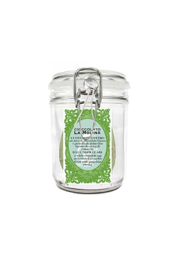 UOVO SOTTOVETRO BIANCO con RIPIENO di CREMA AL PISTACCHIO