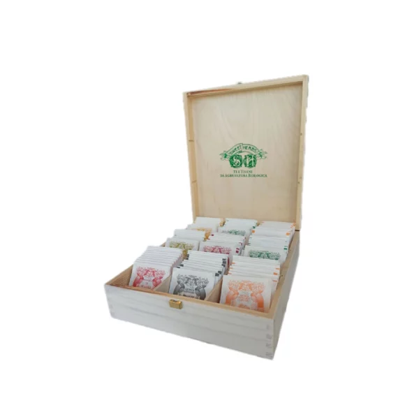 COFANETTO in LEGNO CON TISANE E TE' BIO in FILTRI - BREZZO