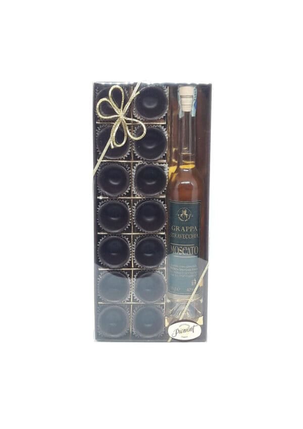 SET BICCHIERINI DI CIOCCOLATO e GRAPPA di MOSCATO