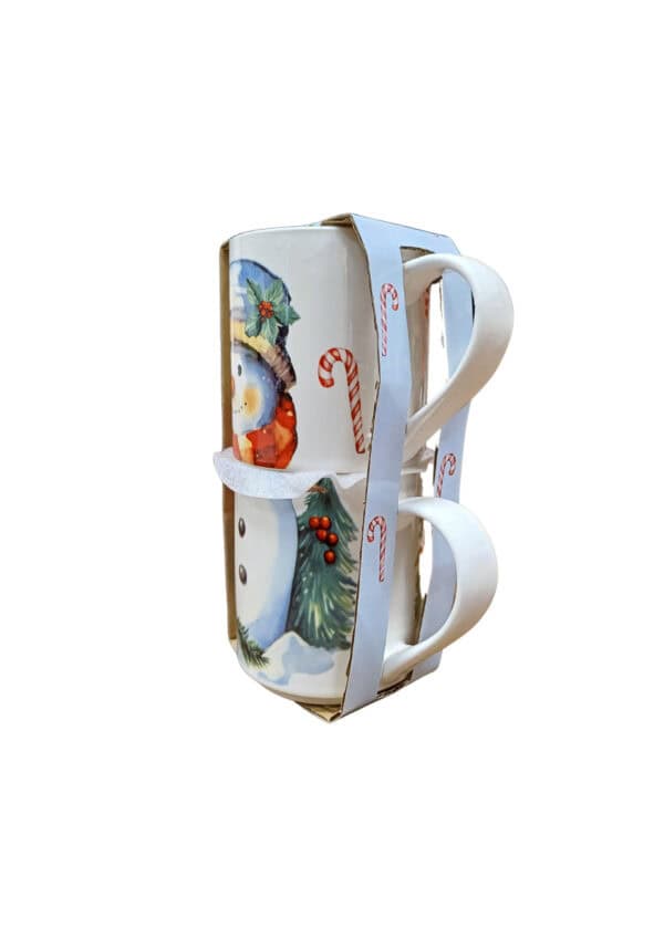 SET 2 TAZZE IMPILABILI PUPAZZO DI NEVE - immagine 2