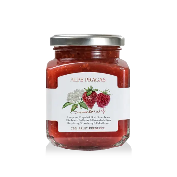 composta di frutta lampone, fragola e sambuco