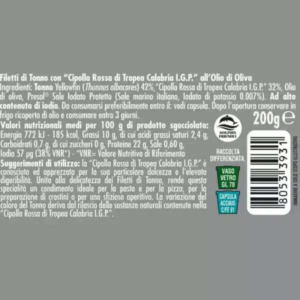 filetti di tonno con cipolla di tropea callipo