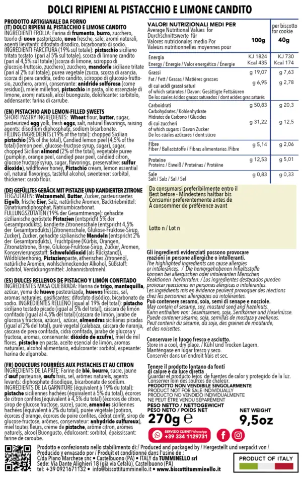 dolcini ripieni al pistacchio e limone
