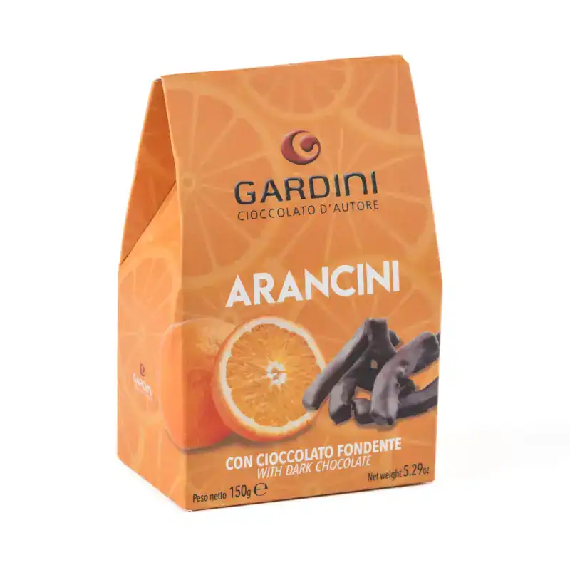 astuccio filetti di arancia ricoperti di cioccolato fondente