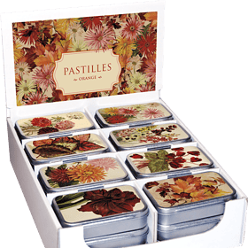 caramelle al mirtillo in scatola in latta collezione autunn