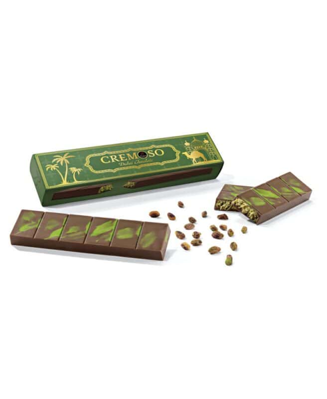 cremoso dubai con pistacchio e pasta kataifi