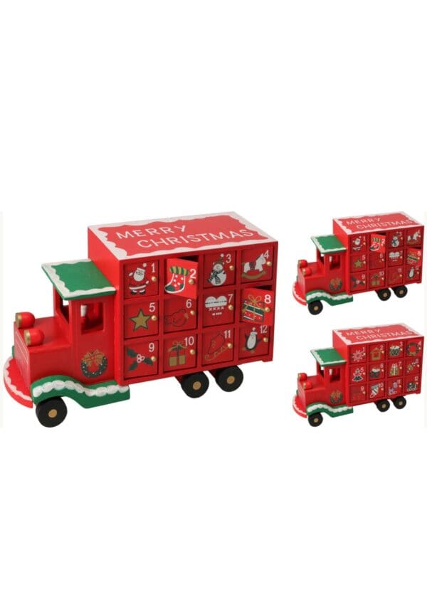 calendario avvento in legno camion rosso
