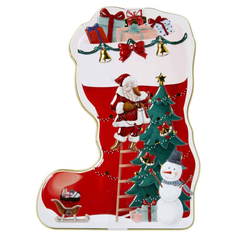 strivale babbo natale in metallo con praline di cioccolato