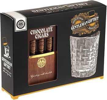 set regalo sigari di cioccolato e bicchiere per whisky