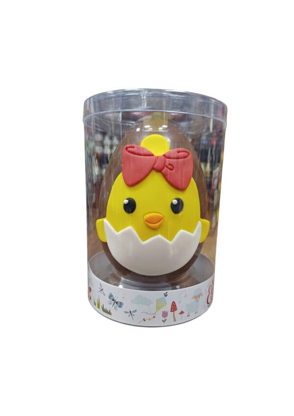 uovo di cioccolato al latte con pulcino in