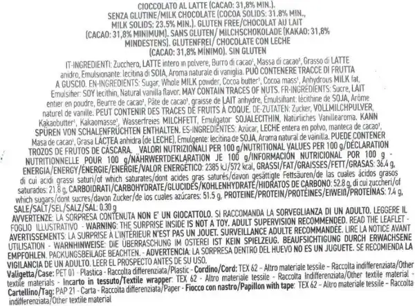 uovo venchi cioccolato al latte con tovaglia 1 kg