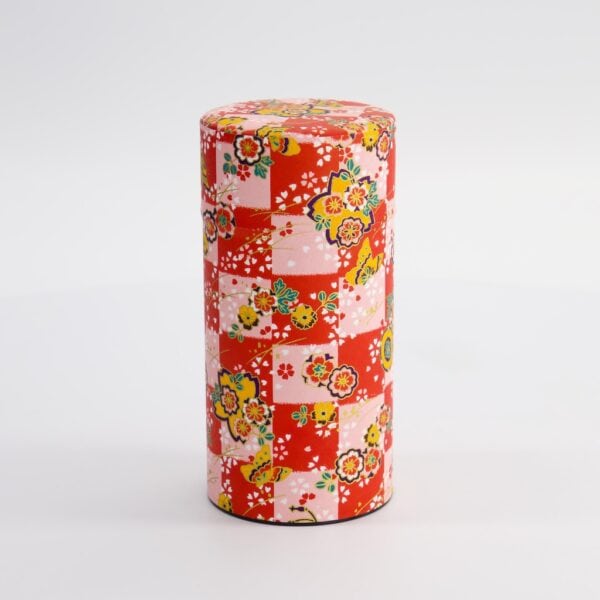 contenitore ermetico per te' sfuso rosso e fiori