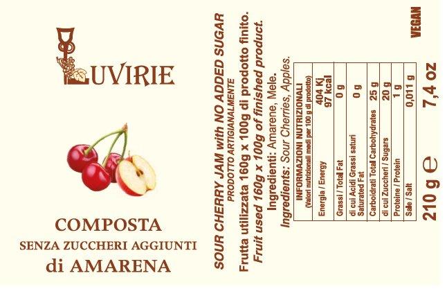 Etichetta composta di amarena senza zuccheri aggiunti Luvirie