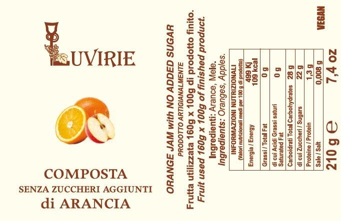 Etichetta composta di arancia Luvirie senza zuccheri aggiunti