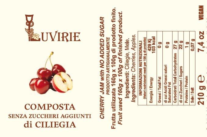 Composta di ciliegia senza zuccheri aggiunti Luvirie 210g
