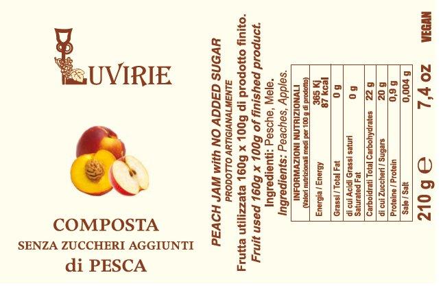 Etichetta composta di pesca senza zuccheri aggiunti Luvirie